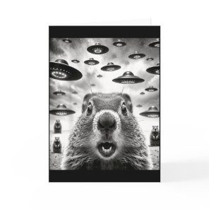 Weird Groundhogs Selfie With Alien Ufo Funny Groun Card