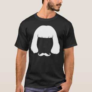 Weird Hair & Handlebar Mustache Meme Silhouette T-Shirt