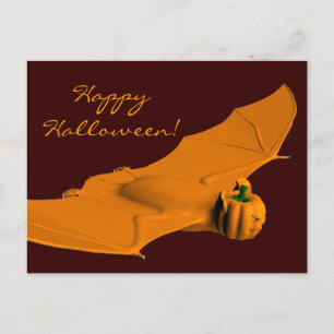 Weird Halloween Bat Postcard