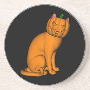 Weird Halloween Cat Coaster by Emangl3D at Zazzle