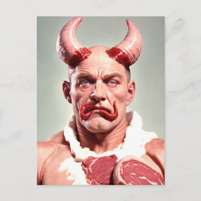 Weird Horned Meat Man Postcard (Front)