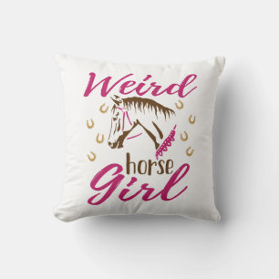 Weird Horse Girl Throw Pillow