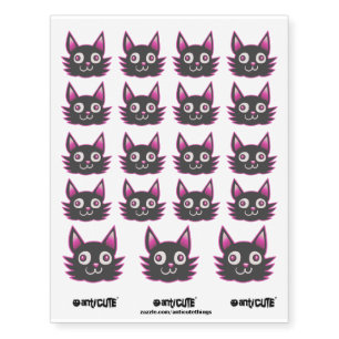 weird kitty head funny cartoon manga style temporary tattoos