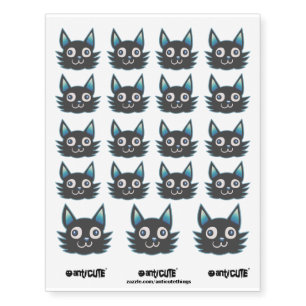 weird kitty head funny cartoon manga style temporary tattoos