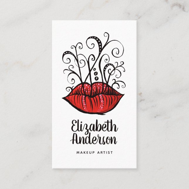 Weird Lips Ink Tattoo Style Gothic Makeup Artist Business Card (Front)