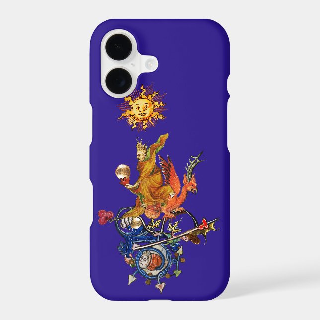 WEIRD MEDIEVAL BESTIARY,ALCHEMIST,RED DRAGON,Blue Case-Mate iPhone Case (Back)