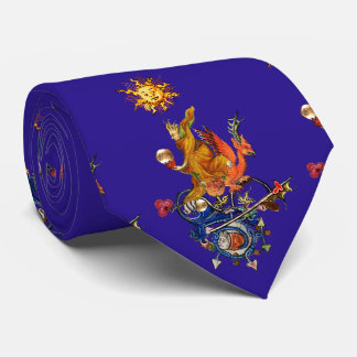 WEIRD MEDIEVAL BESTIARY,ALCHEMIST,RED DRAGON,Blue Neck Tie