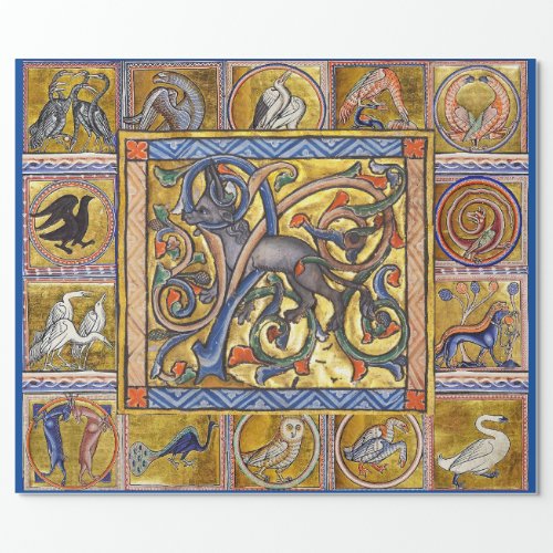 WEIRD MEDIEVAL BESTIARY ANTELOP FANTASTIC ANIMALS WRAPPING PAPER