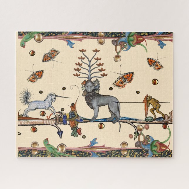 WEIRD MEDIEVAL BESTIARY,APOCALIYPTIC BEAST,UNICORN JIGSAW PUZZLE (Horizontal)