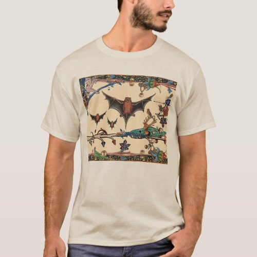 WEIRD MEDIEVAL BESTIARYFLYING BATS FOREST ANIMALS T_Shirt