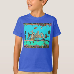 WEIRD MEDIEVAL BESTIARY MAKING MUSIC,Rabbit Blue  T-Shirt