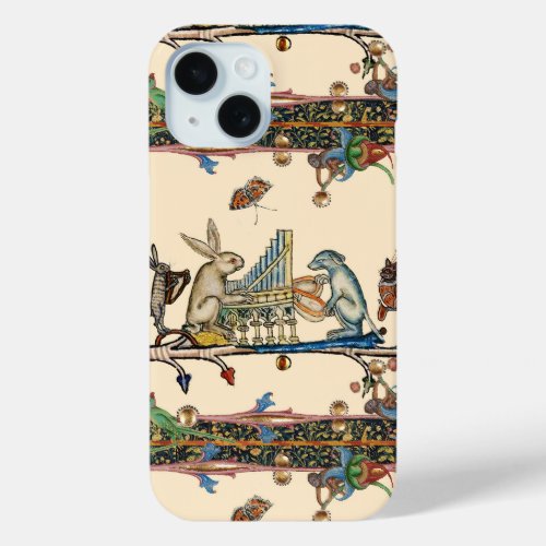 WEIRD MEDIEVAL BESTIARY MAKING MUSICRabbit Dog iPhone 15 Case