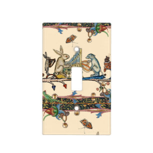 WEIRD MEDIEVAL BESTIARY MAKING MUSIC,Rabbit, Dog Light Switch Cover