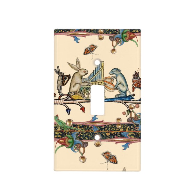 WEIRD MEDIEVAL BESTIARY MAKING MUSIC,Rabbit, Dog Light Switch Cover (Front)