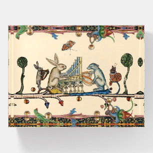WEIRD MEDIEVAL BESTIARY MAKING MUSIC,Rabbit, Dog Paperweight