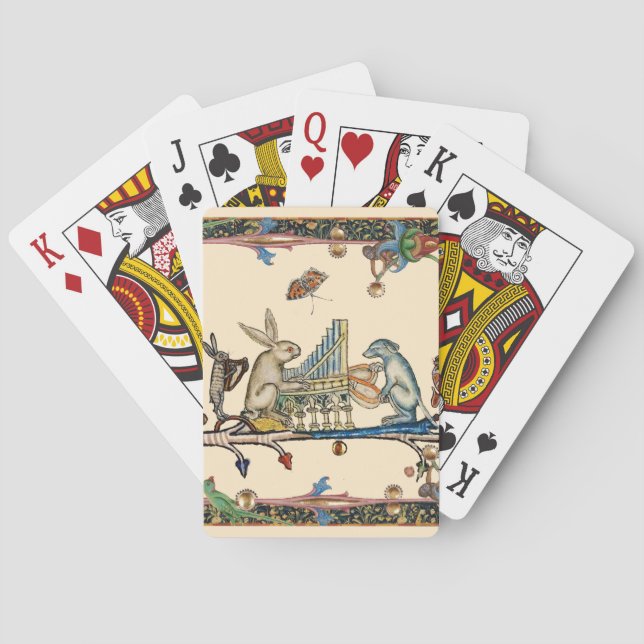 WEIRD MEDIEVAL BESTIARY MAKING MUSIC,Rabbit, Dog   Poker Cards (Back)