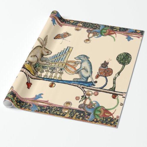 WEIRD MEDIEVAL BESTIARY MAKING MUSICRabbit Dog Wrapping Paper