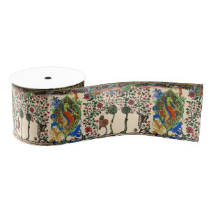 WEIRD MEDIEVAL BESTIARY MUSIC,DRAGON PLAYING FLUTE GROSGRAIN RIBBON