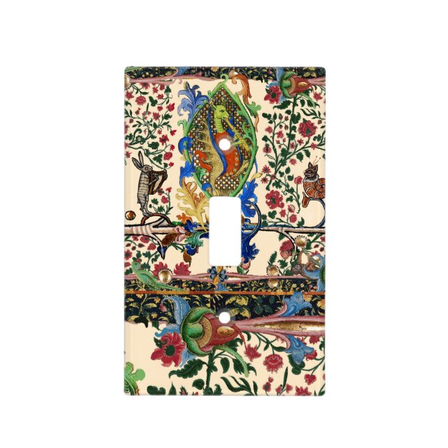 WEIRD MEDIEVAL BESTIARY MUSIC,DRAGON PLAYING FLUTE LIGHT SWITCH COVER (Front)