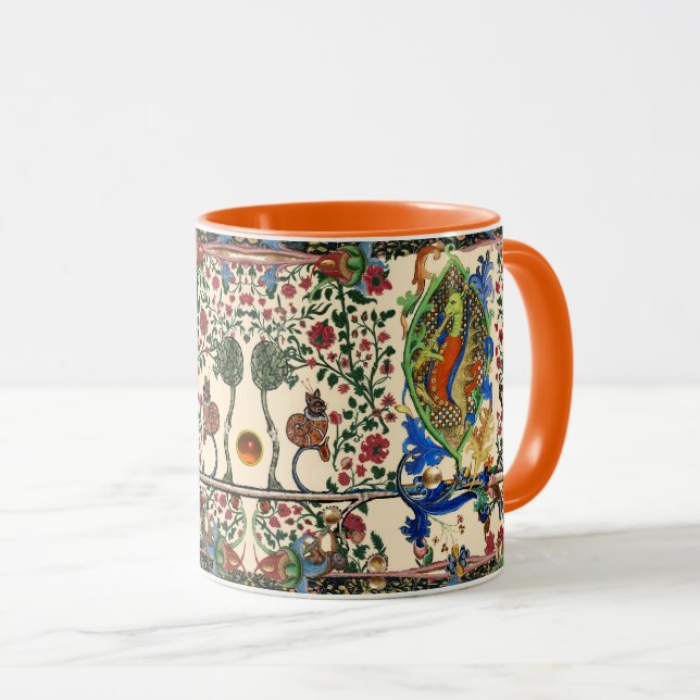 WEIRD MEDIEVAL BESTIARY MUSIC,DRAGON PLAYING FLUTE MUG (Front Right)