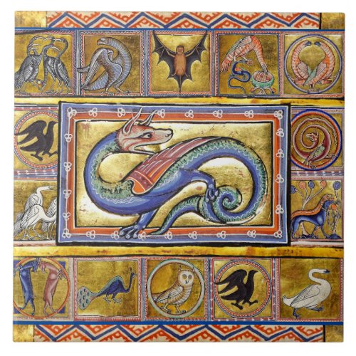 WEIRD MEDIEVAL BESTIARYSCITALIS LEGENDARY SERPENT CERAMIC TILE