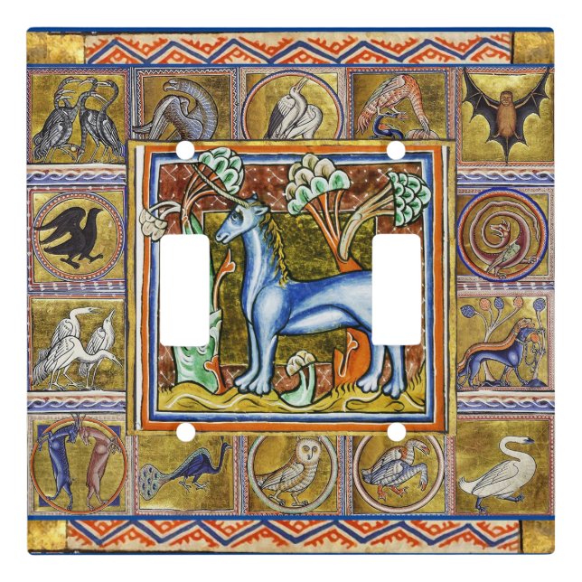WEIRD MEDIEVAL BESTIARY,UNICORN,FOREST ANIMALS   LIGHT SWITCH COVER (Front)