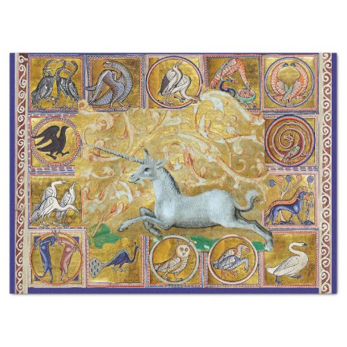 WEIRD MEDIEVAL BESTIARYUNICORN RUNFOREST ANIMALS TISSUE PAPER