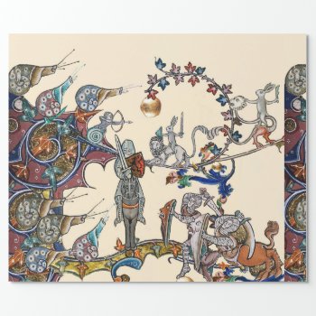Weird Medieval Bestiary War  Knights Giant Snails  Wrapping Paper by bulgan_lumini at Zazzle
