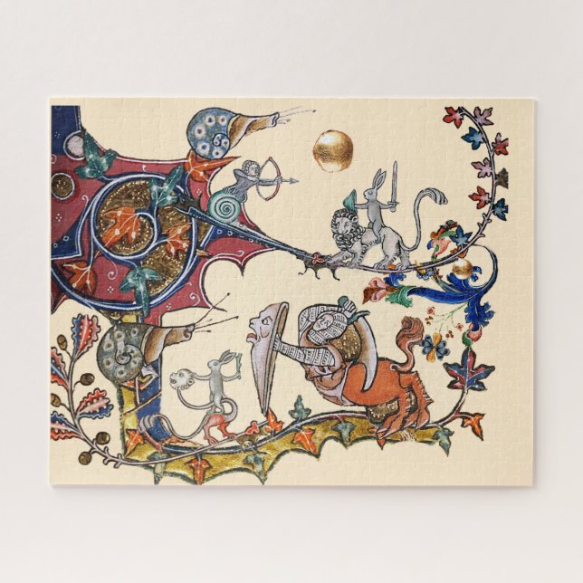 WEIRD MEDIEVAL BESTIARY WAR Snails ,Killer Rabbit Jigsaw Puzzle (Horizontal)