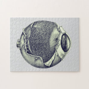 Weird Modern Vintage Eyeball Detail Drawing Gray Jigsaw Puzzle