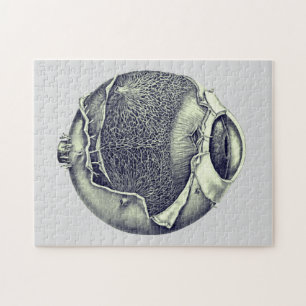 Weird Modern Vintage Eyeball Detail Drawing Gray Jigsaw Puzzle