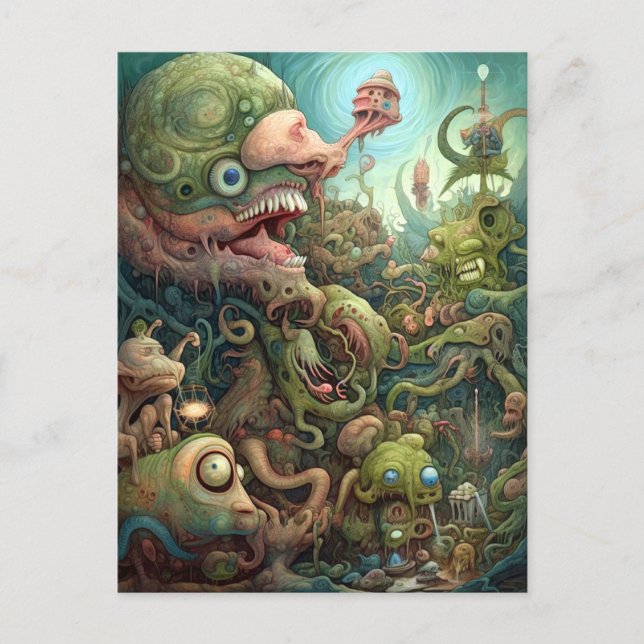 Weird Monsters Creatures Surreal Art Postcard (Front)