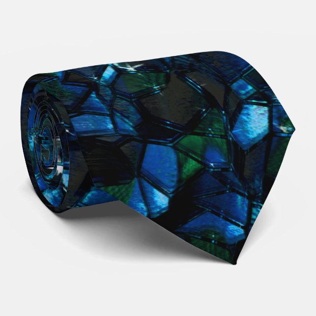 Weird mosaic over dark background and hazy sparkle neck tie (Rolled)