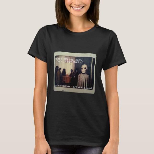 Weird Occult party illustration Latin and English  T-Shirt (Front)