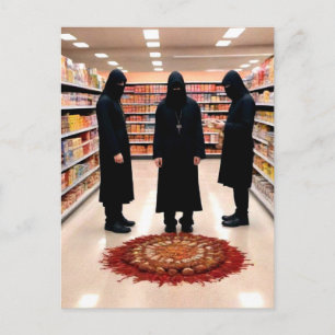 Weird Occult Ritual in Grocery Store Postcard