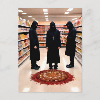 Weird Occult Ritual in Grocery Store Postcard