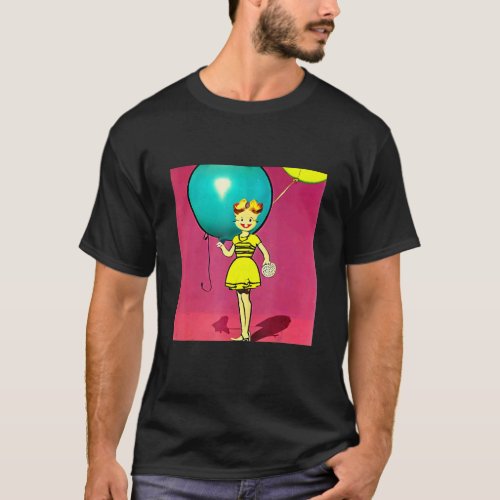 Weird Old Cat Type Woman Holding Balloons Strange  T-Shirt
