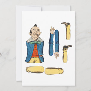 weird old man paper doll cut out card
