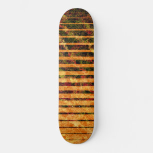 Weird orange stripes and scratched small squares skateboard