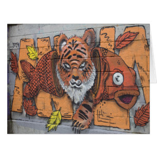 Weird Orange Tiger Fish Graffiti Cards