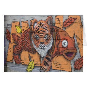 Weird Orange Tiger Fish Graffiti Cards