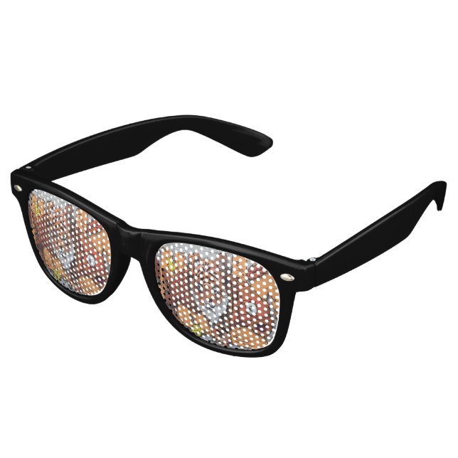 Weird Orange Tiger Fish Graffiti Retro Sunglasses (Angled)