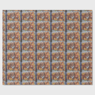 Weird Orange Tiger Fish Graffiti Wrapping Paper