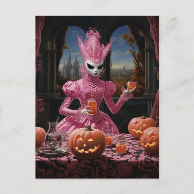 Weird Pink Halloween Person Postcard (Front)