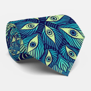 Weird Psychedelic Eyes Blue Floral Neck Tie