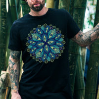 Weird Psychedelic Eyes Blue Floral T-Shirt