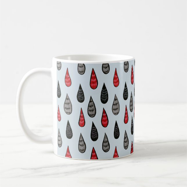 Weird Rain And Blood Drops Ink Pattern Red Black Coffee Mug (Left)
