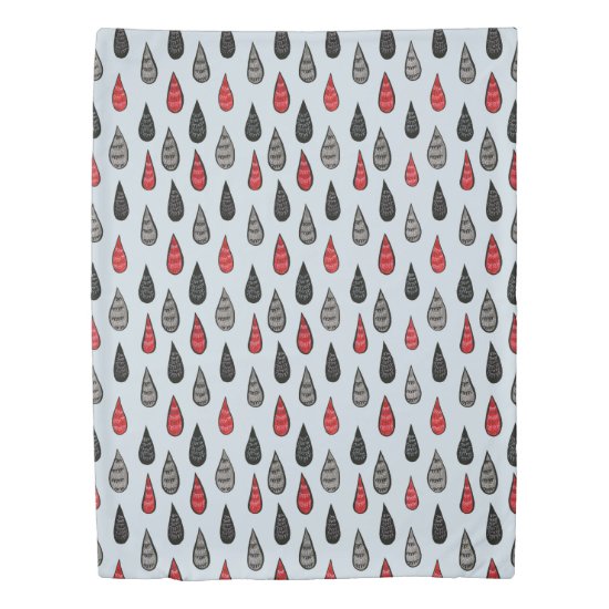 Weird Rain And Blood Drops Ink Pattern Red Black Duvet Cover