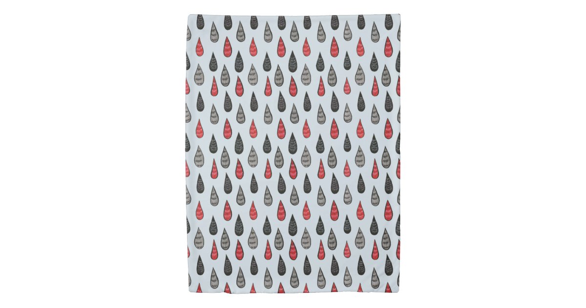 Weird Rain And Blood Drops Ink Pattern Red Black Duvet Cover