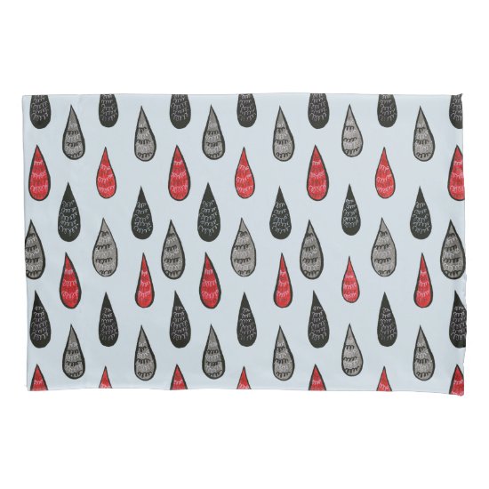 Weird Rain And Blood Drops Ink Pattern Red Black Pillow Case